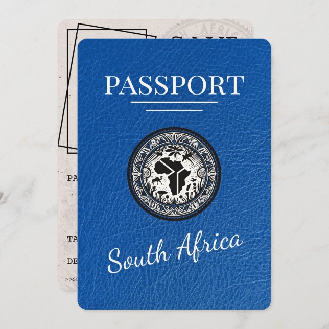 Royal Blue South Africa Passport Save The Date (Front/Back)