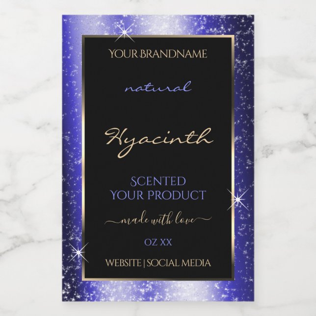 Royal Blue Sparkle Glitter Frame Product Label (Single Label)