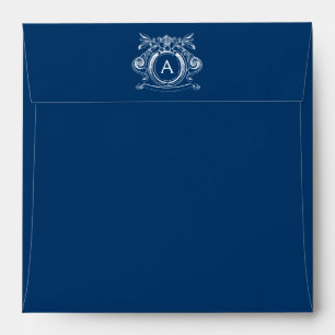 Royal Blue Square Scrollwork Monogram Envelopes