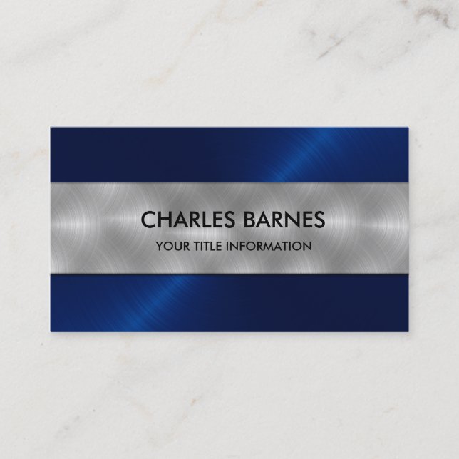 Royal Blue Stainless Steel Business Card (Front)