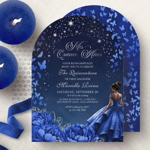 Royal Blue Starry Night Quinceanera Invitation