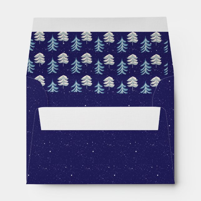 Royal Blue Starry Night Sparkles Holly Envelope (Back (Bottom))