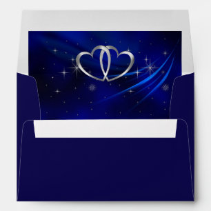 Royal Blue Stars and Hearts Wedding Envelope