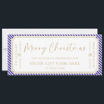 Royal Blue Stripe Christmas Gift Voucher Card<br><div class="desc">This Christmas gift voucher design features a stripe design. The "Merry Christmas" heading is an image that cannot be edited. All of the other text is fully editable. For more advanced customisation of this design,  simply select the "Customise It" button above.</div>