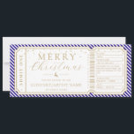Royal Blue Stripe Concert Ticket Gift Voucher Card<br><div class="desc">This fake Christmas concert gift voucher design features a stripe design. All of the text is fully editable. For more advanced customisation of this design,  simply select the "Customise It" button above.</div>