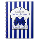 Royal Blue Striped Baby Shower Guest Book-