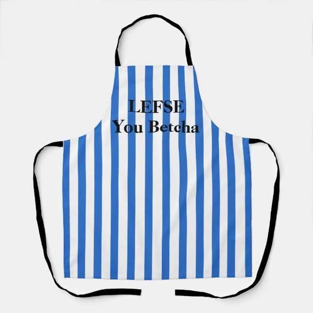 Royal Blue Striped Lefse All-Over Print Apron (Front)
