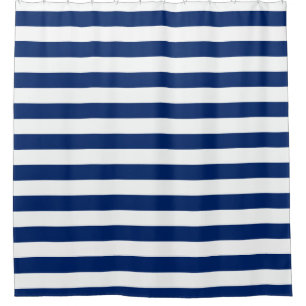 Royal Blue Striped  Shower Curtain