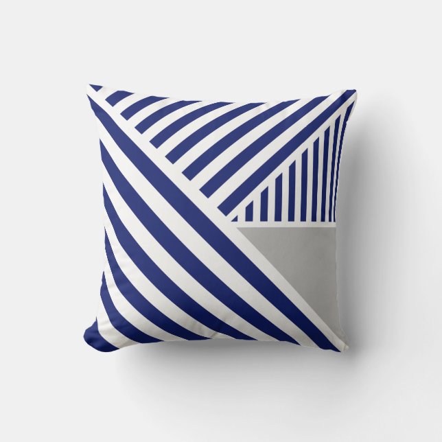 Royal Blue Stripes and Gray Cushion (Front)
