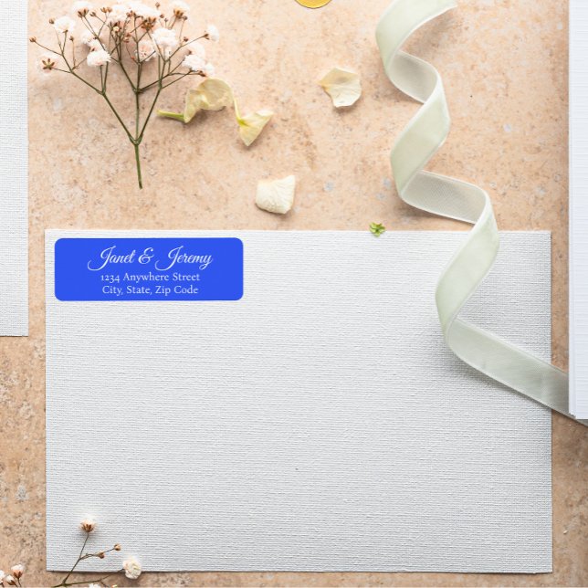 Royal Blue Stylised Names Wedding Return Address (In Situ Wedding)