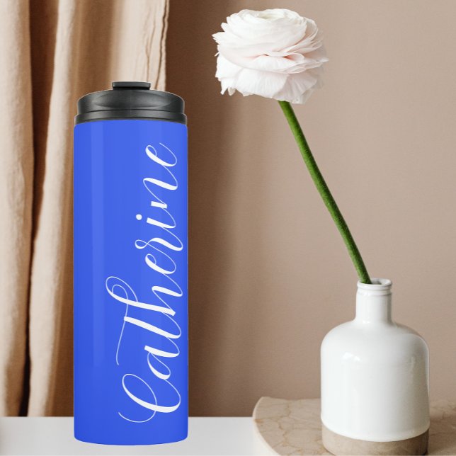 Royal Blue Stylised Wedding Bridesmaid Thermal Tumbler (In Situ)