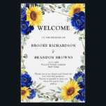 Royal Blue Sunflower Geometric Wedding Program<br><div class="desc">Elegant and modern rustic country wedding program features bright yellow sunflower, Royal blue peonies , baby’s breath, gypsophila floral frame / wreath with eucalyptus leaves and gold glitter frame. Please find more matching designs and variations from my "blissweddingpaperie" store. And feel free to contact me for further customisation or matching...</div>