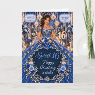 Royal Blue Sweet 16 Celebration Card