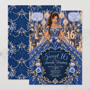 Royal Blue Sweet 16 Celebration Invitation