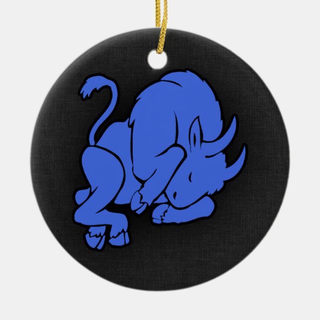 Royal Blue Taurus Ceramic Tree Decoration (Front)
