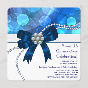 Royal Blue Teal Blue Birthday Party Invitation