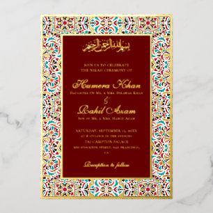 Royal Blue Teal Ivory Floral Motif Muslim Wedding
