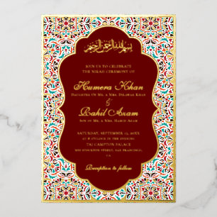 Royal Blue Teal Ivory Floral Motif Muslim Wedding