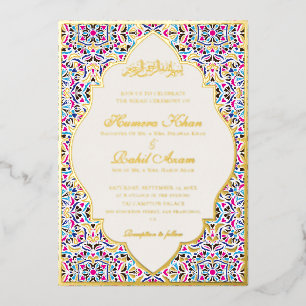 Royal Blue Teal Ivory Floral Motif Muslim Wedding
