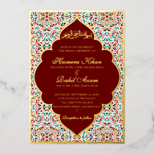 Royal Blue Teal Ivory Floral Motif Muslim Wedding