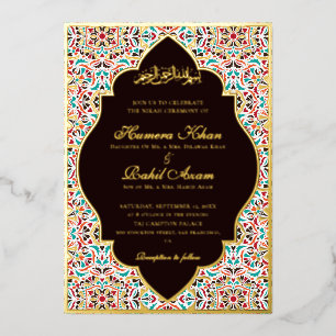 Royal Blue Teal Ivory Floral Motif Muslim Wedding