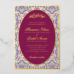 Royal Blue Teal Ivory Floral Motif Muslim Wedding