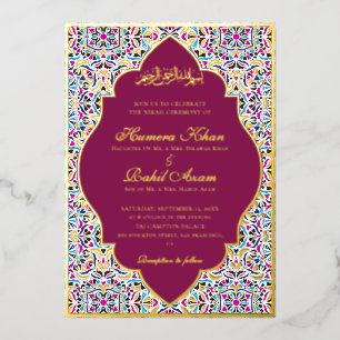 Royal Blue Teal Ivory Floral Motif Muslim Wedding