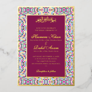 Royal Blue Teal Ivory Floral Motif Muslim Wedding