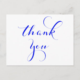 Royal blue thank you postcards