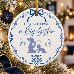 Royal Blue The Year I Became A Big Sister Custom  Ceramic Tree Decoration