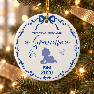 Royal Blue The Year I Became A Grandma Custom Name Ceramic Tree Decoration
