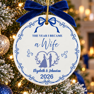 Royal Blue The Year I Became A Wife Custom Names Ceramic Tree Decoration