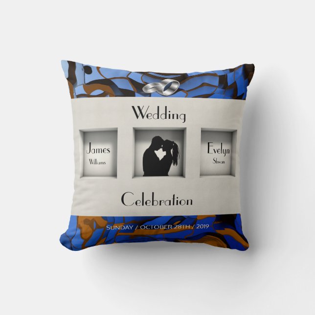 Royal Blue Theme Contemporary Modern Abstract Cushion (Front)