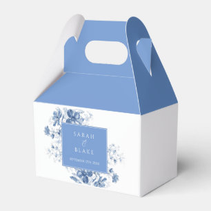 Royal Blue Toile Floral Favour Box