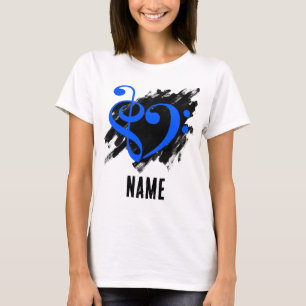 Royal Blue Treble Clef Bass Clef Heart Customised T-Shirt