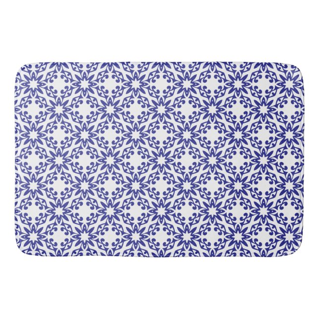 Royal Blue Trellis Bath Mat (Front)