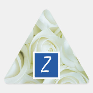 Royal Blue Trendy Custom Monogram   White Roses Triangle Sticker