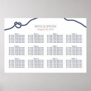 Royal Blue Tying the Knot Wedding Seating Chart