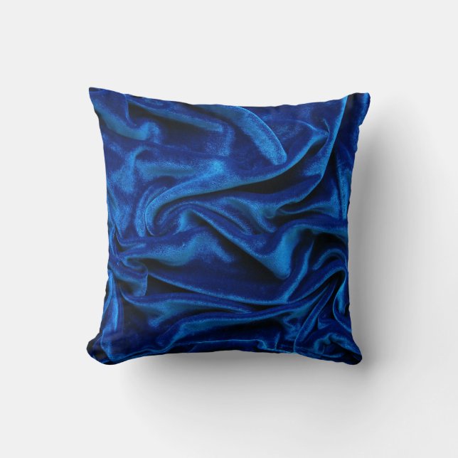 Royal blue velvet silk textile elegant chic cushion (Front)