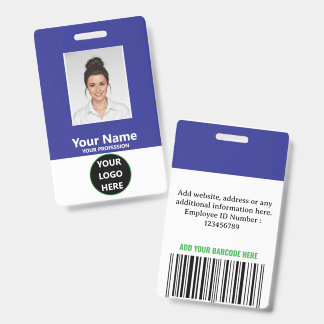 Royal Blue Vertical Custom Employee Photo ID Badge