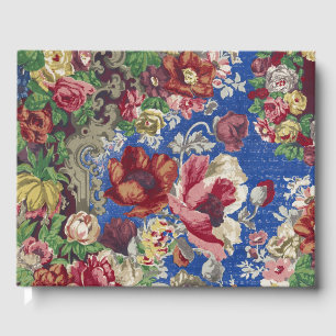 Royal Blue Victorian Rose Ornamental Pattern Guest Book
