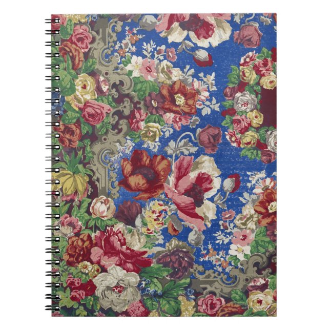 Royal Blue Victorian Rose Ornamental Pattern Notebook (Front)