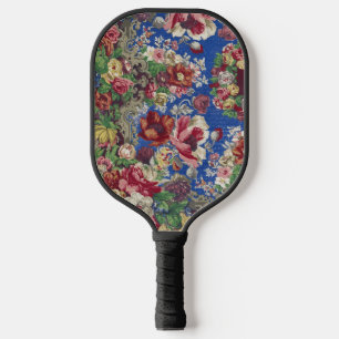 Royal Blue Victorian Rose Ornamental Pattern Pickleball Paddle
