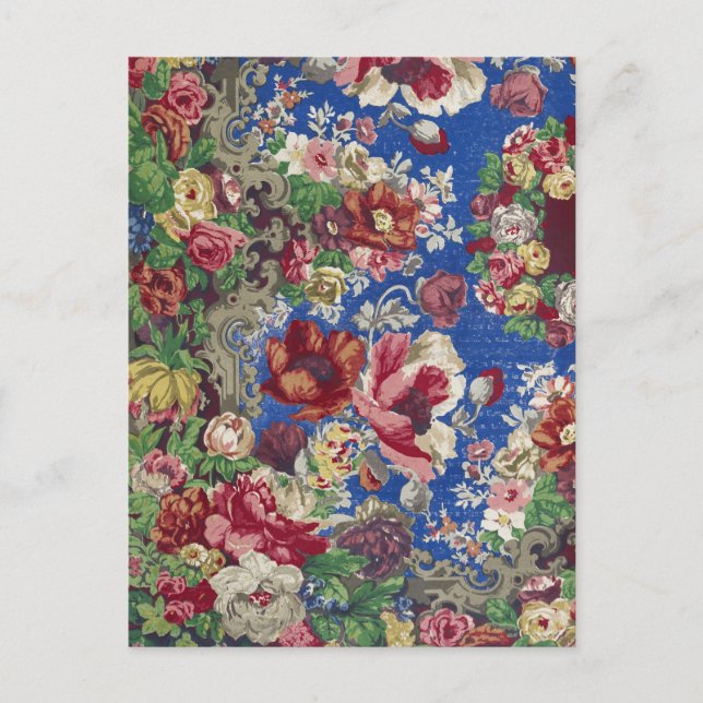 Royal Blue Victorian Rose Ornamental Pattern Postcard (Front)