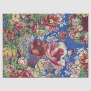 Royal Blue Victorian Rose Ornamental Pattern Tissue Paper