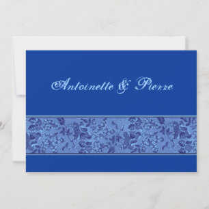 Royal Blue Vintage Brocade Wedding F622 Invitation