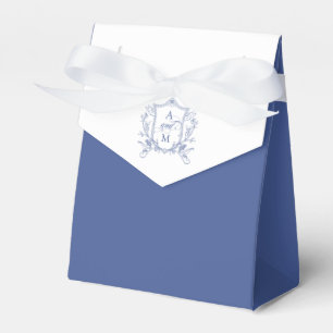 Royal Blue Vintage Crest Wedding Thank You Favour Box