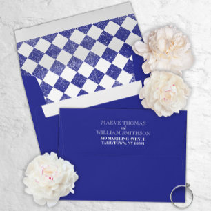 Royal Blue Vintage & Medieval Checkered Envelope