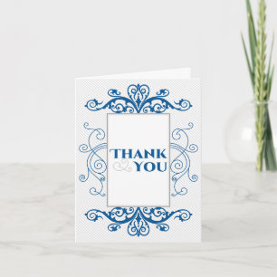 Royal Blue Vintage Swirls Wedding Thank You