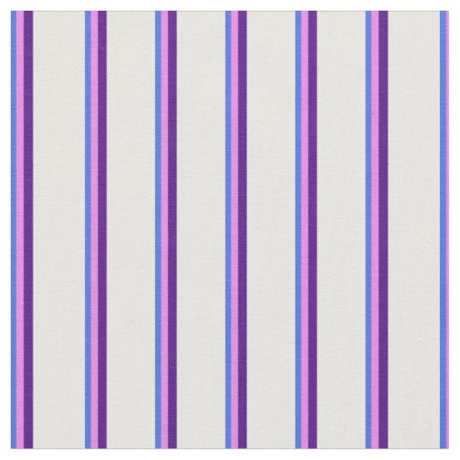 Royal Blue, Violet, Indigo & White Stripes Fabric (Close Up)